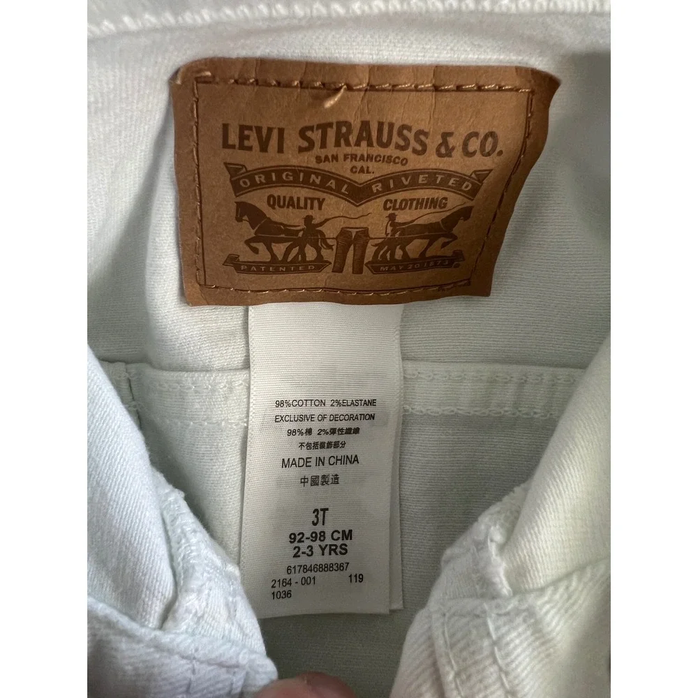 NEW Levi's Denim Jacket Toddler 3T White Stretch Button Front